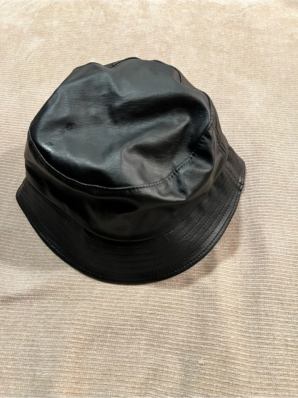 Black Faux Leather Bucket Hat by Zara